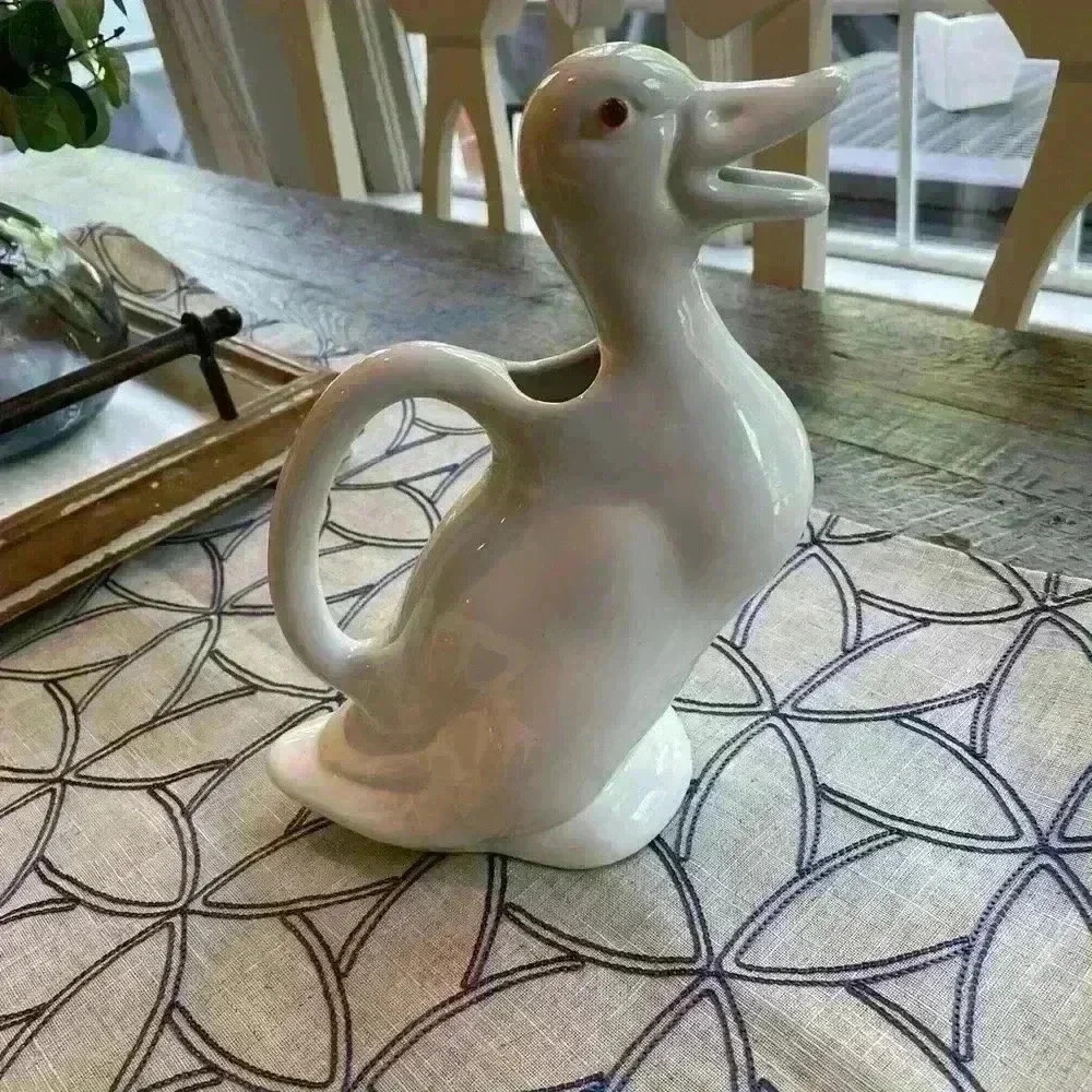 Vintage White Ceramic Duck Pitcher - Picture 12 of 13